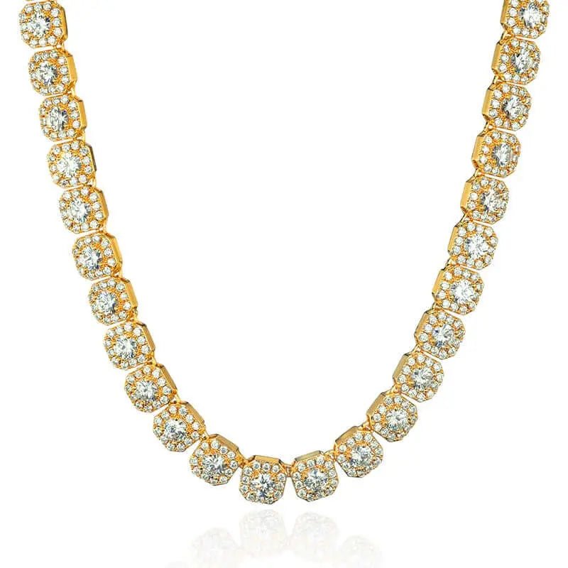 10mm Clustered Tennis Chain - Gold - Tyresse