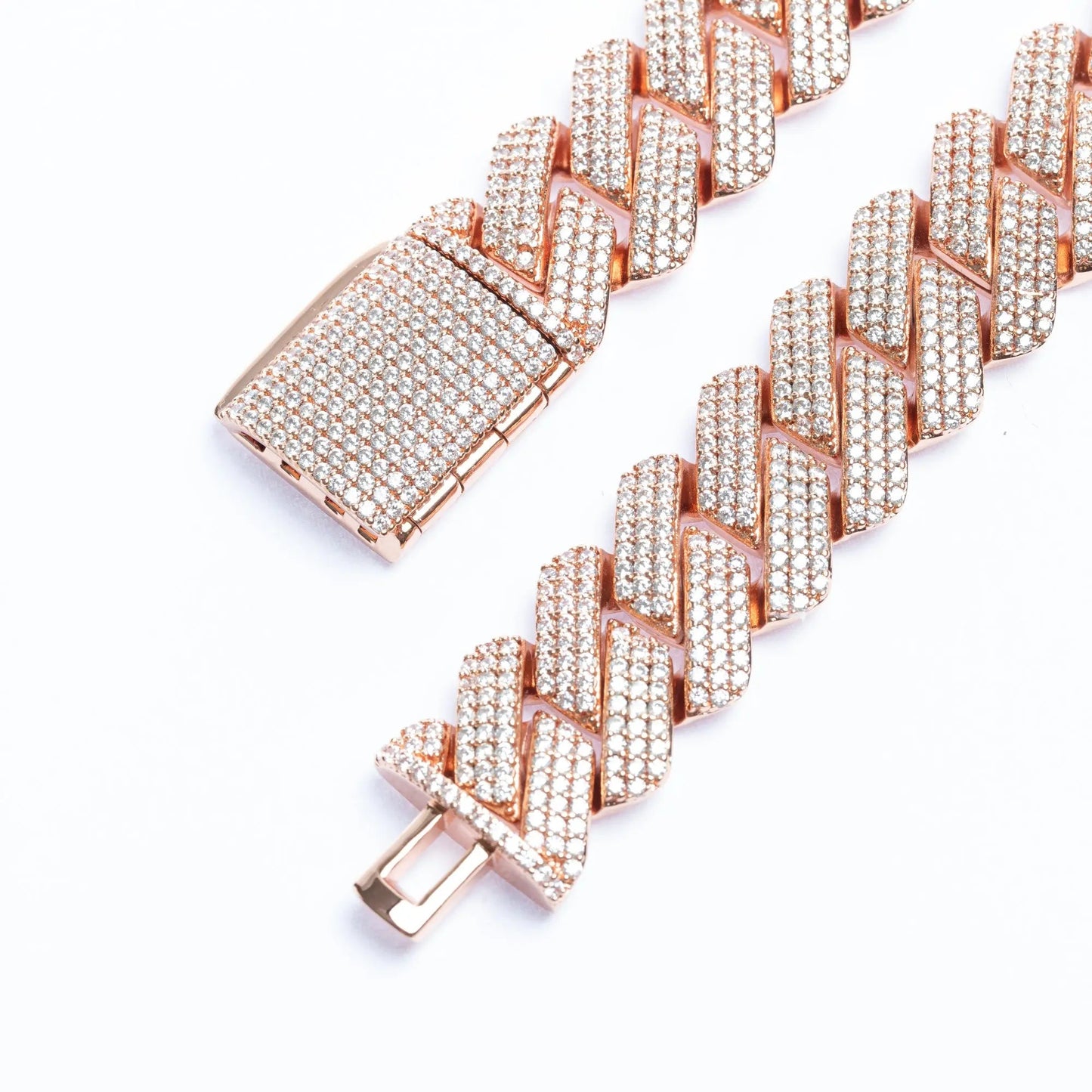 Tyresse 19mm Iced Prong Cuban Necklace - Rose Gold