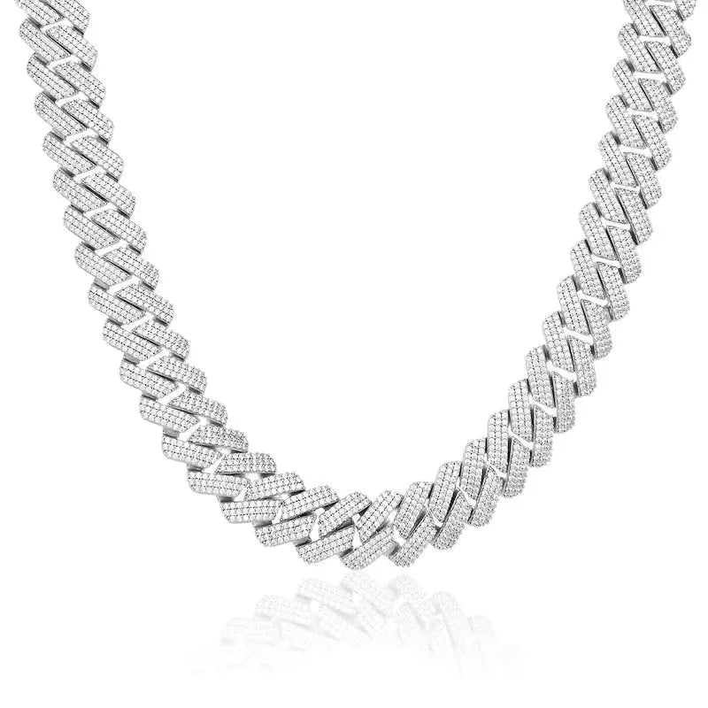 Tyresse 19mm Iced Prong Cuban Chain - White Gold