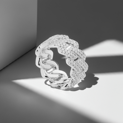 Iced Prong Cuban Ring - Silver - Tyresse