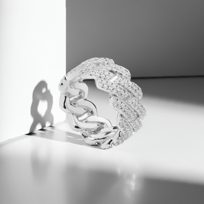 Iced Prong Cuban Ring - Silver - Tyresse