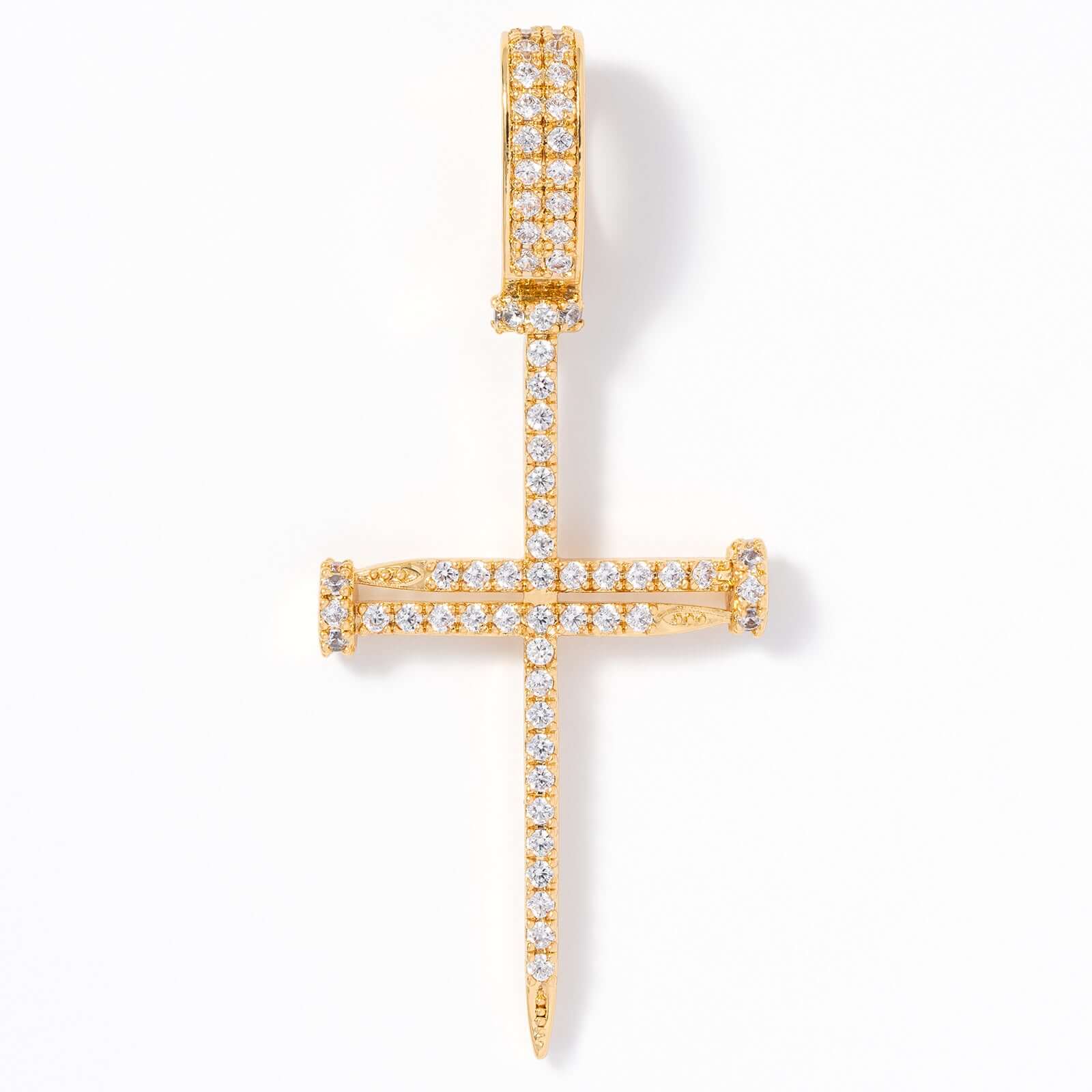 Square Nail Cross Thin Gold Pendant